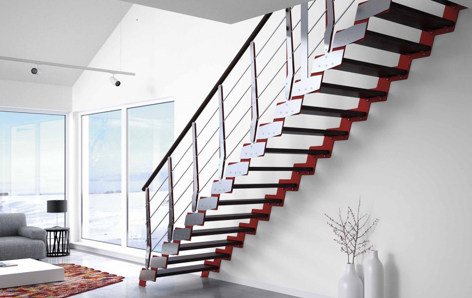 Schody LOFT - metalowa konstrukcja daje schodom nowoczesny wygląd. Dekoracyjne kartery i balustrady sprawiają, że można dopasować go do każdego rodzaju wnętrza.