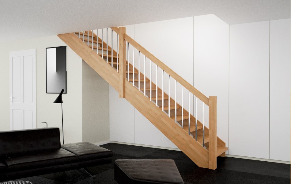 Schody BRICK - Klasyczne i ponadczasowe schody na drewnianej, policzkowej konstrukcji.