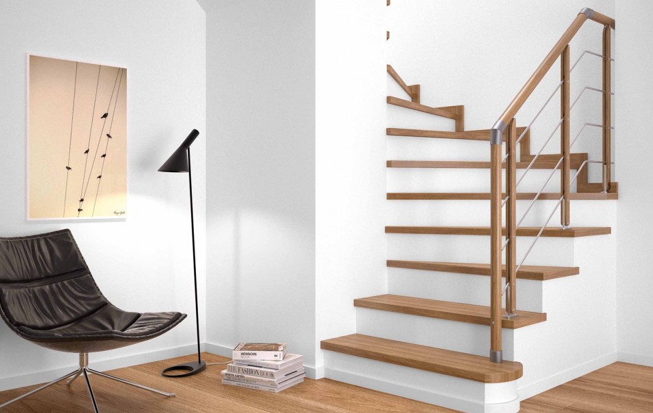 Obłożenia klasyczne schodów betonowych mogą być montowane na stopniach lub na stopniach i podstopniach, z wystającym „noskiem”.