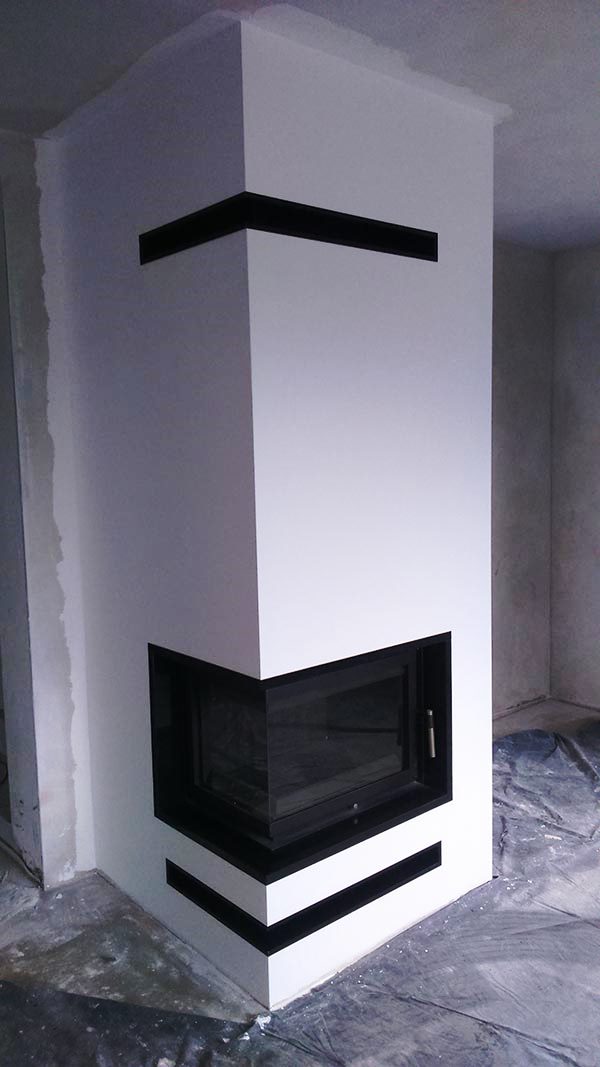 Nowoczesny, elegancji, narożny kominek